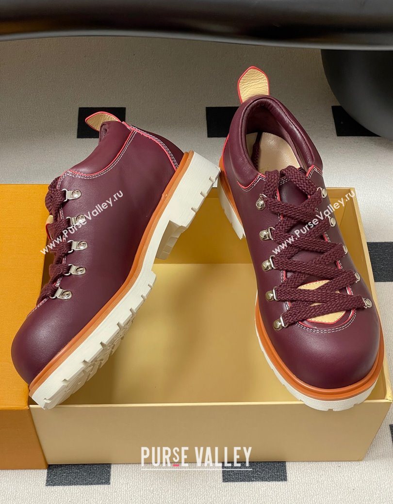Louis Vuitton LV Remix Derby Lace-Ups Shoes 5cm in Plain Leather Burgundy 2025 1AIJ63 (MD-250829065)