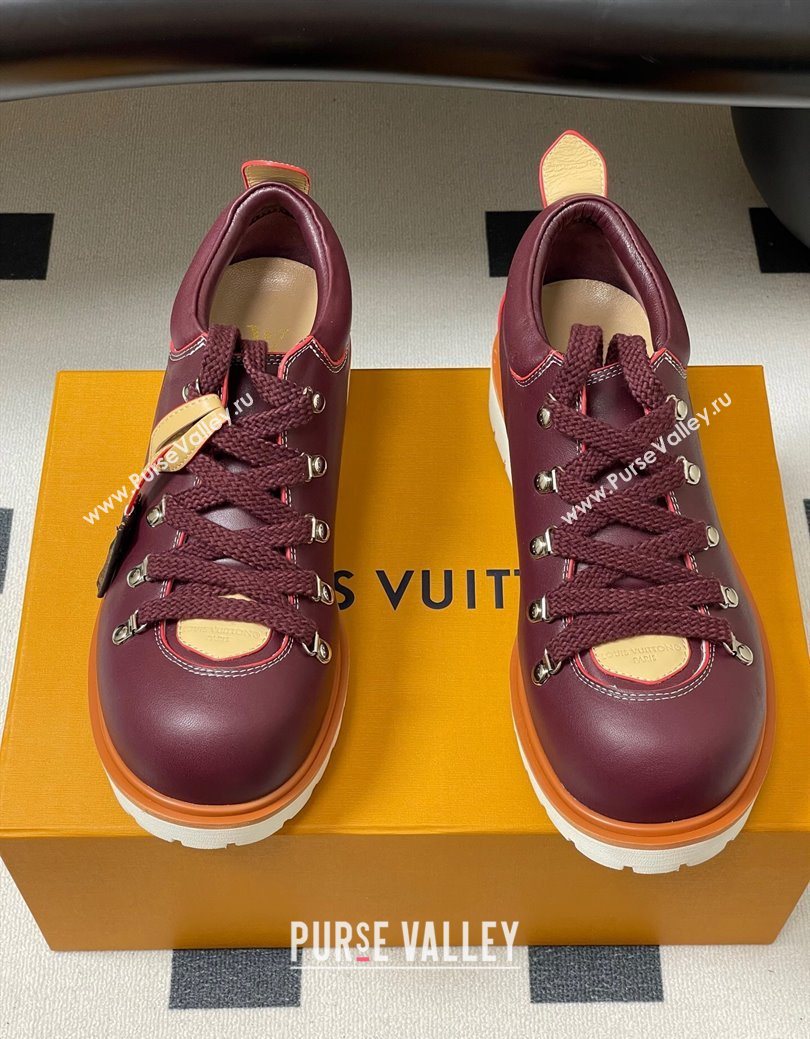 Louis Vuitton LV Remix Derby Lace-Ups Shoes 5cm in Plain Leather Burgundy 2025 1AIJ63 (MD-250829065)