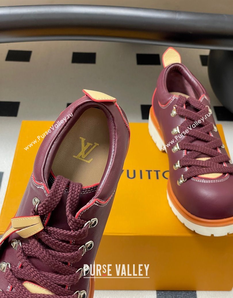 Louis Vuitton LV Remix Derby Lace-Ups Shoes 5cm in Plain Leather Burgundy 2025 1AIJ63 (MD-250829065)