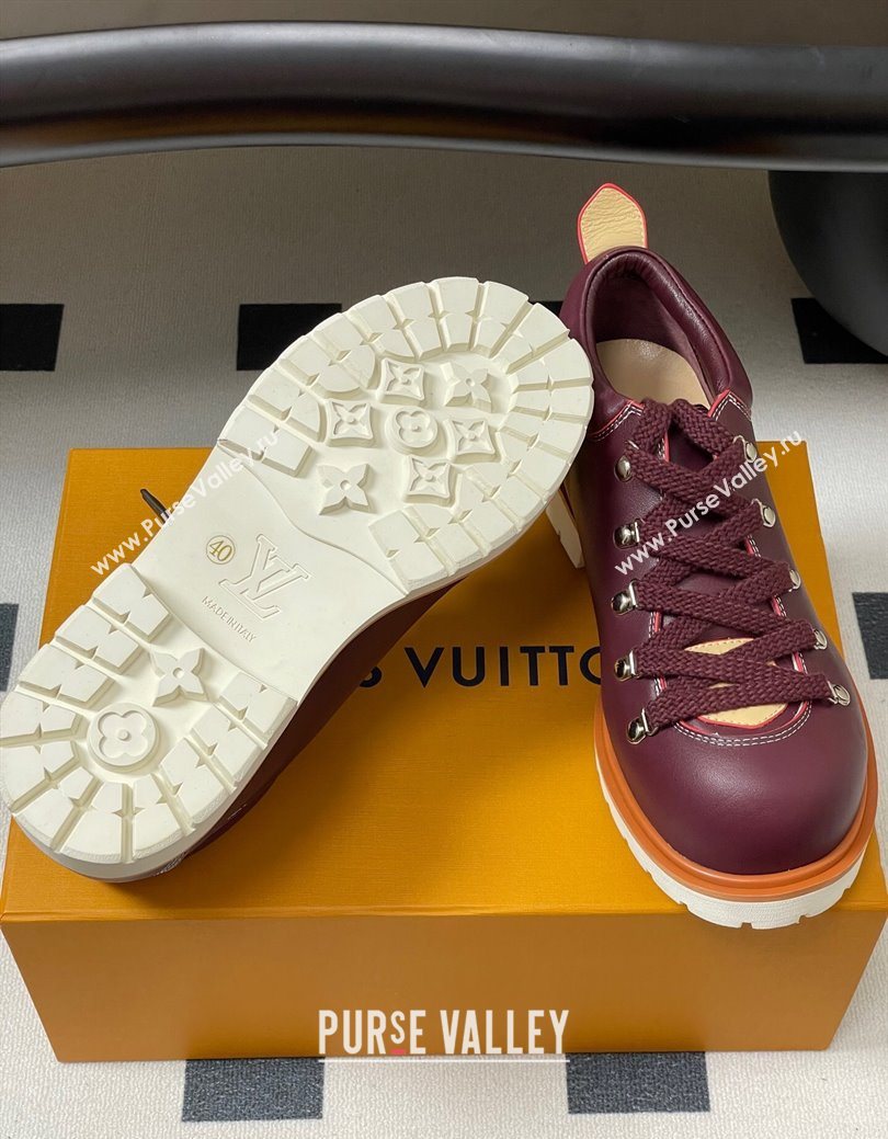 Louis Vuitton LV Remix Derby Lace-Ups Shoes 5cm in Plain Leather Burgundy 2025 1AIJ63 (MD-250829065)