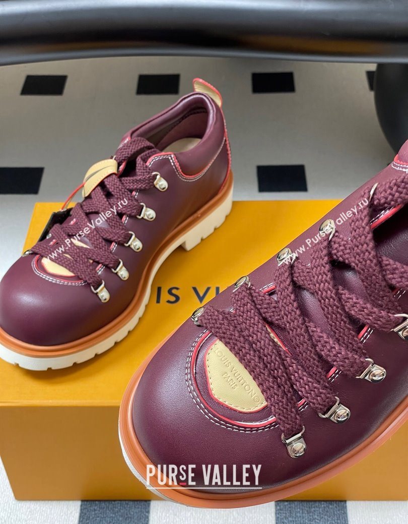 Louis Vuitton LV Remix Derby Lace-Ups Shoes 5cm in Plain Leather Burgundy 2025 1AIJ63 (MD-250829065)