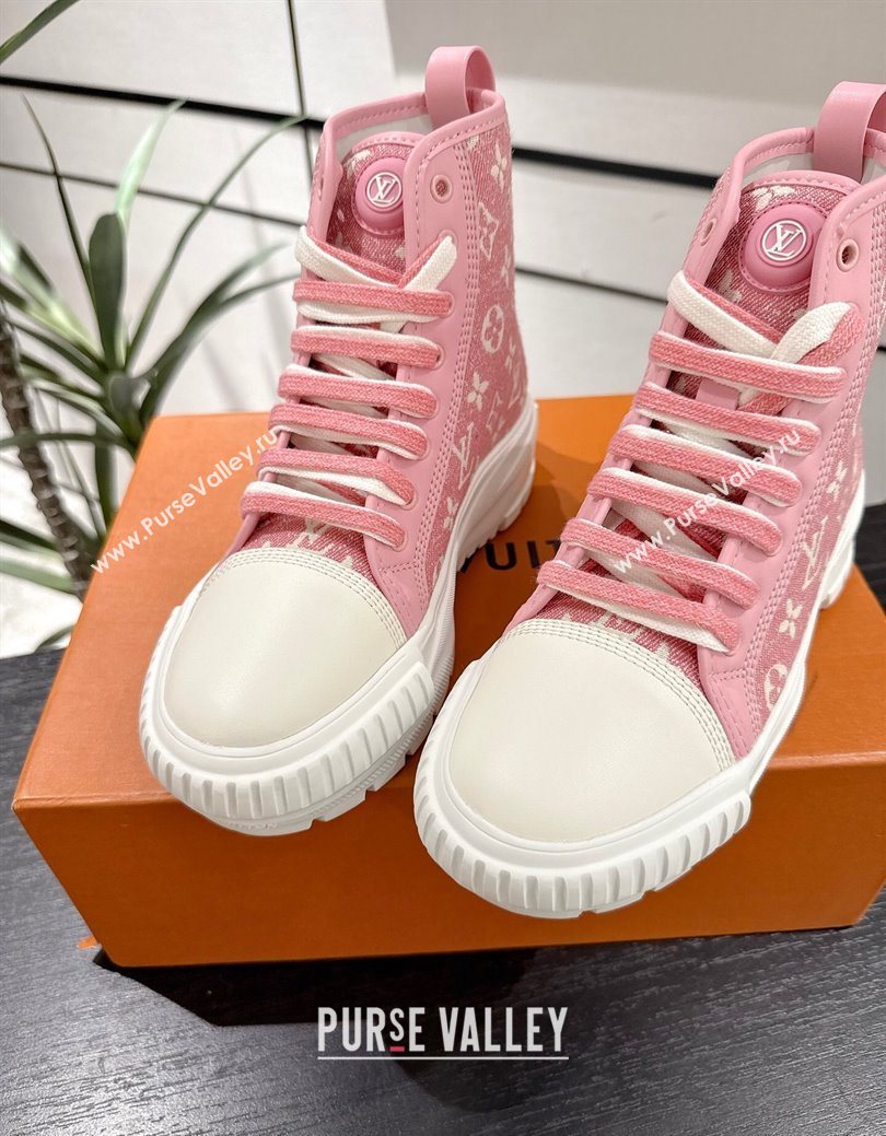 Louis Vuitton Monogram Jacquemus High Top Sneakers White/Pink 2025 LV082903 (MD-250829049)
