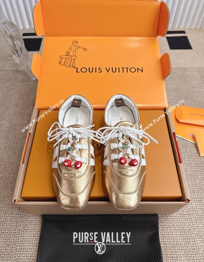 Louis Vuitton LV Sneakerina in Grained Leather Gold 2025 1AHOJD (MD-250829066)