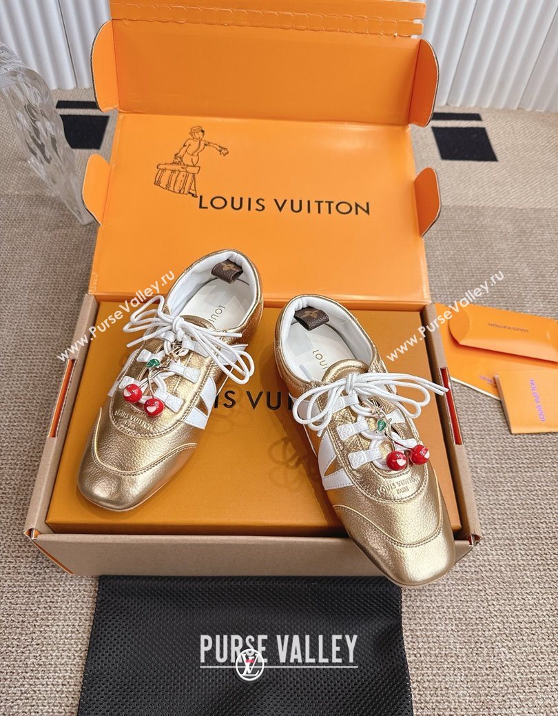 Louis Vuitton LV Sneakerina in Grained Leather Gold 2025 1AHOJD (MD-250829066)