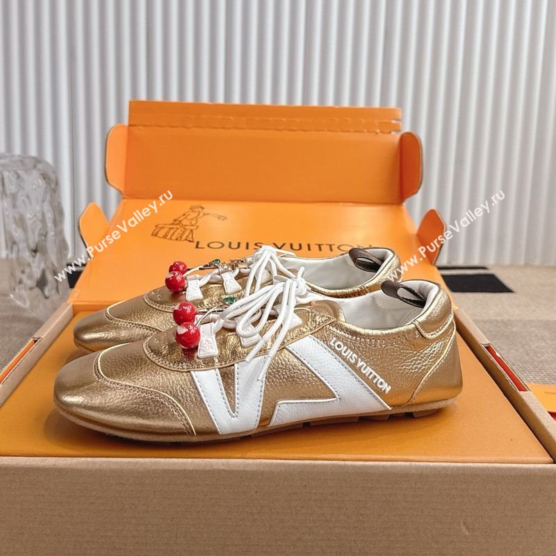 Louis Vuitton LV Sneakerina in Grained Leather Gold 2025 1AHOJD (MD-250829066)