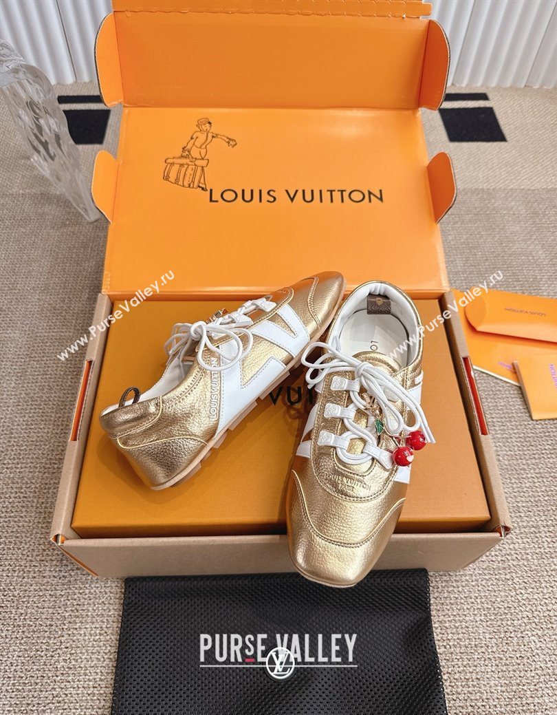 Louis Vuitton LV Sneakerina in Grained Leather Gold 2025 1AHOJD (MD-250829066)