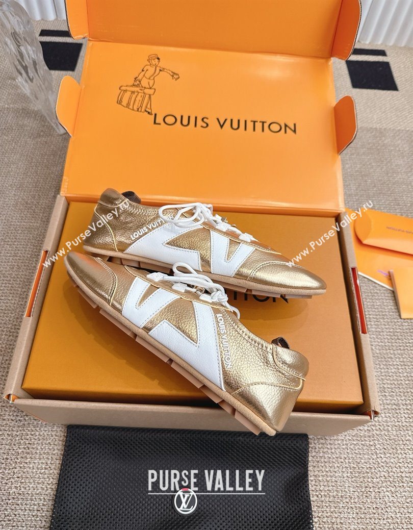 Louis Vuitton LV Sneakerina in Grained Leather Gold 2025 1AHOJD (MD-250829066)
