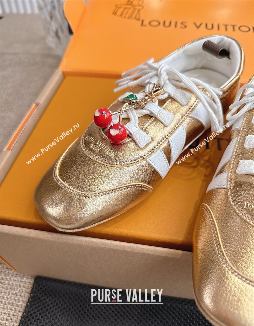 Louis Vuitton LV Sneakerina in Grained Leather Gold 2025 1AHOJD (MD-250829066)