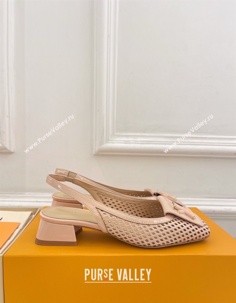 Louis Vuitton Shake Slingback Pumps 3cm in Patent Perforated Leather 1AD0BX Beige 2025 (MD-250829089)