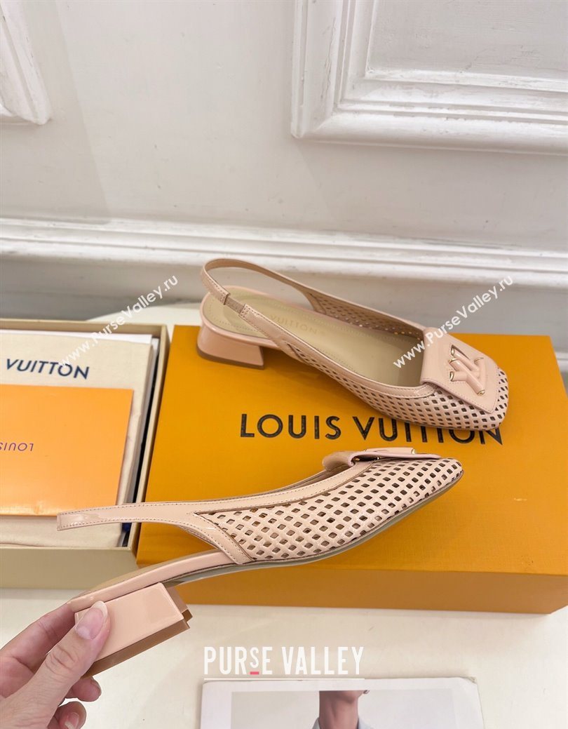 Louis Vuitton Shake Slingback Pumps 3cm in Patent Perforated Leather 1AD0BX Beige 2025 (MD-250829089)