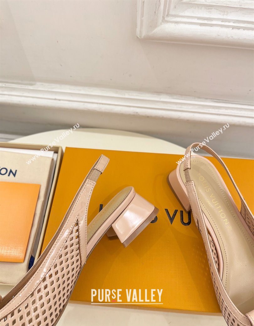 Louis Vuitton Shake Slingback Pumps 3cm in Patent Perforated Leather 1AD0BX Beige 2025 (MD-250829089)