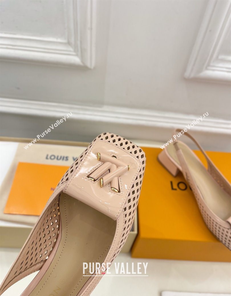 Louis Vuitton Shake Slingback Pumps 3cm in Patent Perforated Leather 1AD0BX Beige 2025 (MD-250829089)