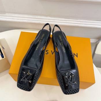 Louis Vuitton Shake Slingback Pumps 3cm in Patent Perforated Leather 1AD0BX Black 2025 (MD-250829090)