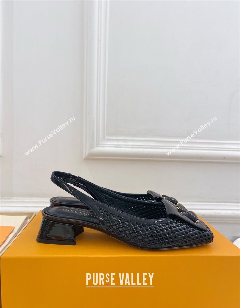 Louis Vuitton Shake Slingback Pumps 3cm in Patent Perforated Leather 1AD0BX Black 2025 (MD-250829090)