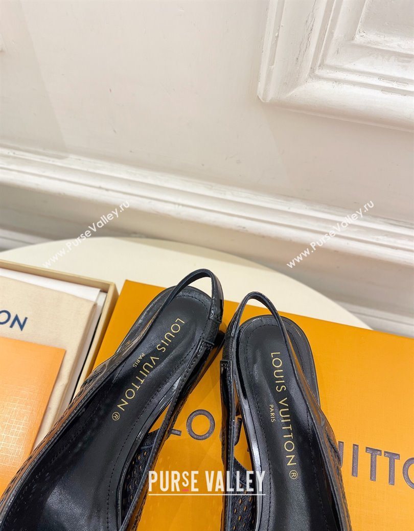 Louis Vuitton Shake Slingback Pumps 3cm in Patent Perforated Leather 1AD0BX Black 2025 (MD-250829090)