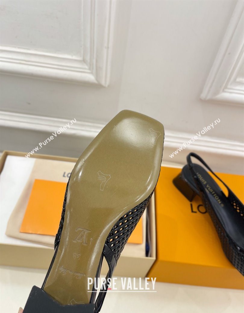 Louis Vuitton Shake Slingback Pumps 3cm in Patent Perforated Leather 1AD0BX Black 2025 (MD-250829090)