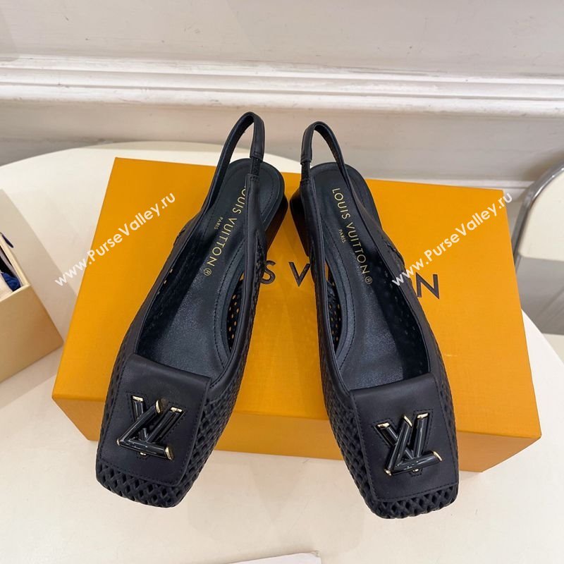 Louis Vuitton Shake Slingback Pumps 3cm in Perforated Calf Leather 1AD0BX Black 2025 (MD-250829092)