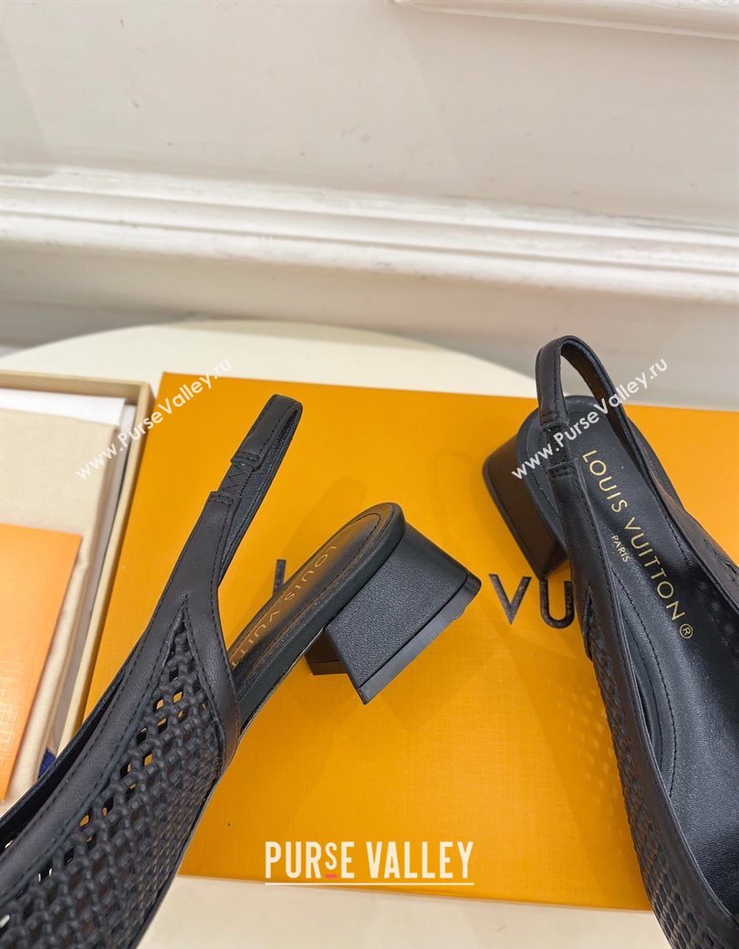 Louis Vuitton Shake Slingback Pumps 3cm in Perforated Calf Leather 1AD0BX Black 2025 (MD-250829092)