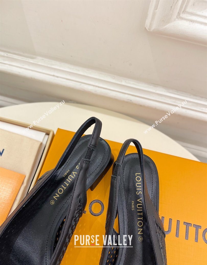 Louis Vuitton Shake Slingback Pumps 3cm in Perforated Calf Leather 1AD0BX Black 2025 (MD-250829092)