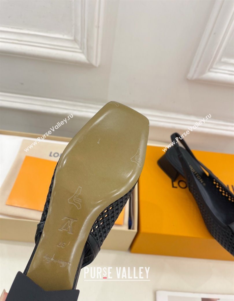 Louis Vuitton Shake Slingback Pumps 3cm in Perforated Calf Leather 1AD0BX Black 2025 (MD-250829092)