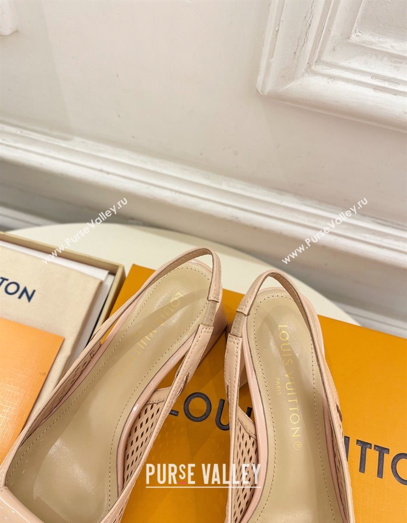 Louis Vuitton Shake Slingback Pumps 5.5cm in Patent Perforated Leather 1AD0BX Beige 2025 (MD-250829095)