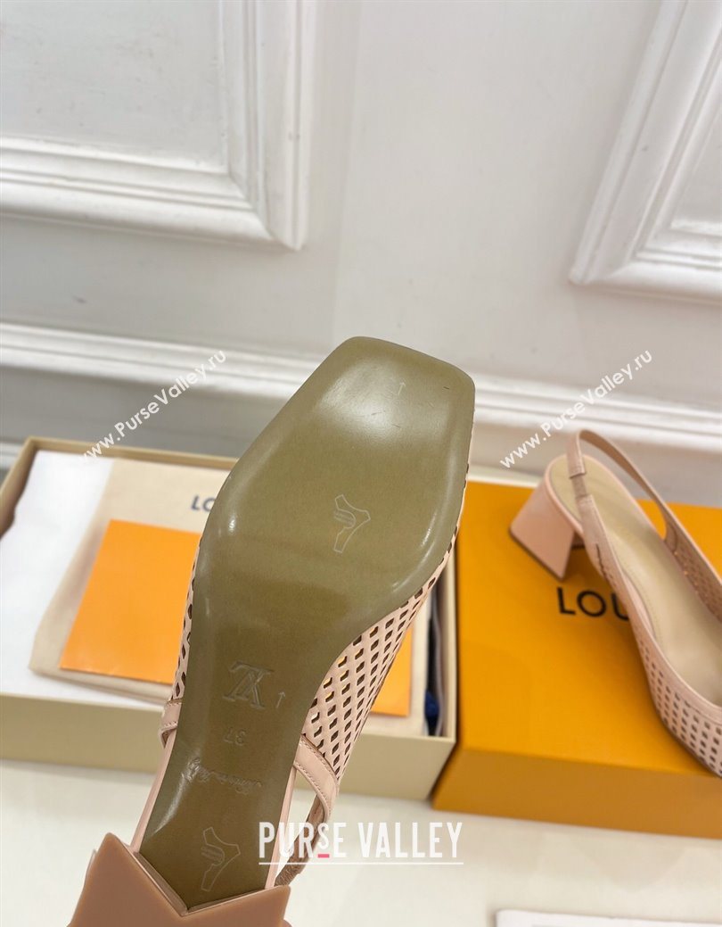 Louis Vuitton Shake Slingback Pumps 5.5cm in Patent Perforated Leather 1AD0BX Beige 2025 (MD-250829095)