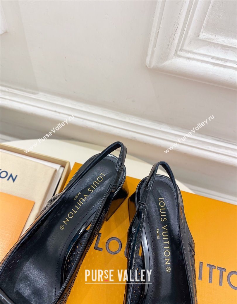 Louis Vuitton Shake Slingback Pumps 5.5cm in Patent Perforated Leather 1AD0BX Black 2025 (MD-250829097)