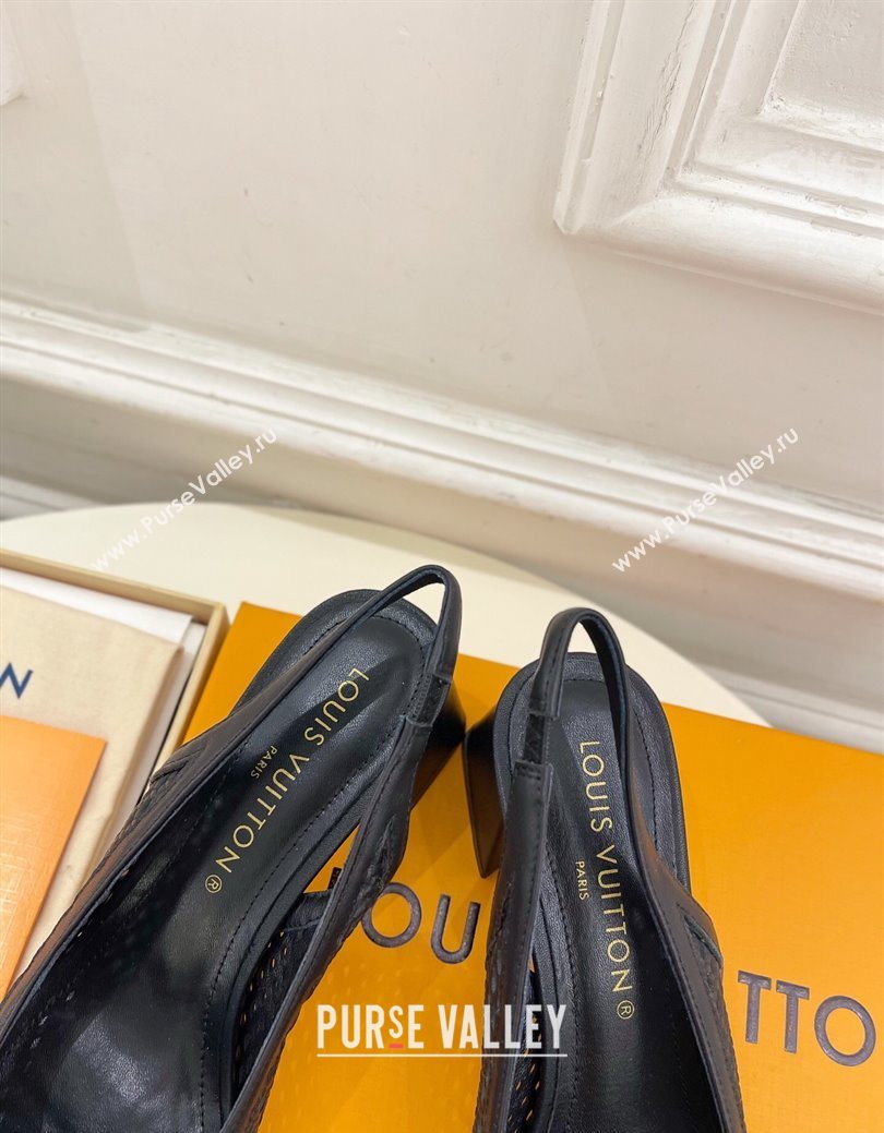 Louis Vuitton Shake Slingback Pumps 5.5cm in Perforated Calf Leather 1AD0BX Black 2025 (MD-250829099)