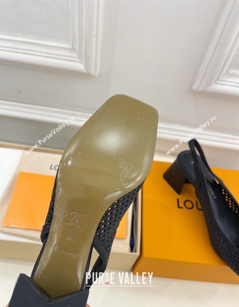 Louis Vuitton Shake Slingback Pumps 5.5cm in Perforated Calf Leather 1AD0BX Black 2025 (MD-250829099)