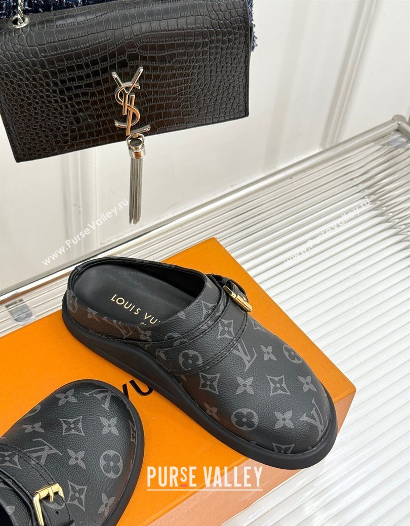 Louis Vuitton LV To-Go Flat Comfort Clog Mules in Monogram Canvas with Buckle Black 2025 1AHLVU (MD-250829082)