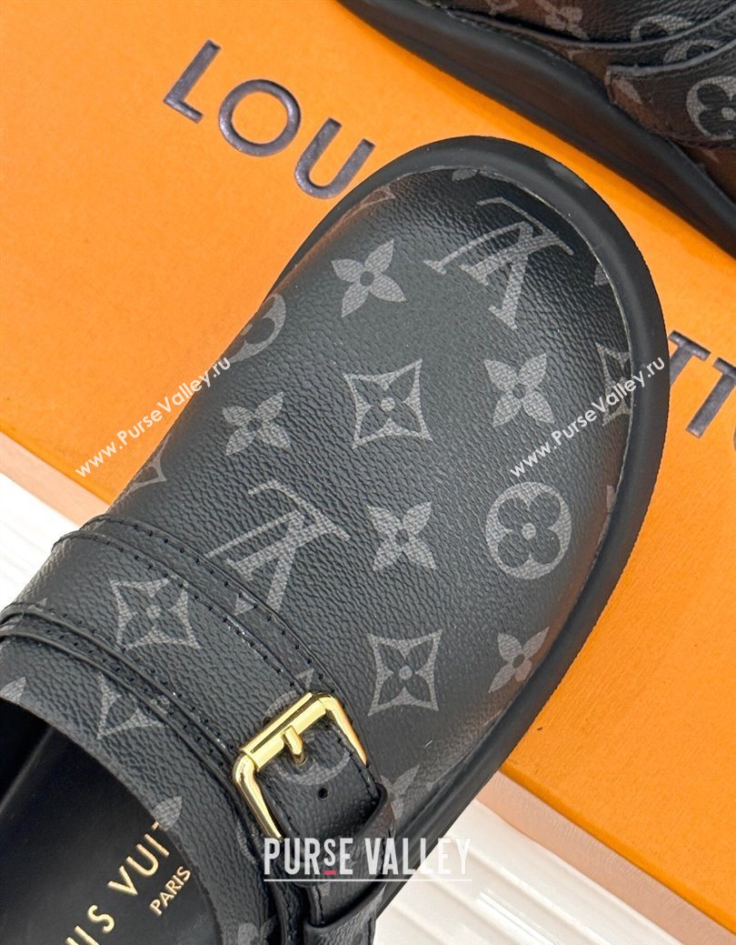 Louis Vuitton LV To-Go Flat Comfort Clog Mules in Monogram Canvas with Buckle Black 2025 1AHLVU (MD-250829082)