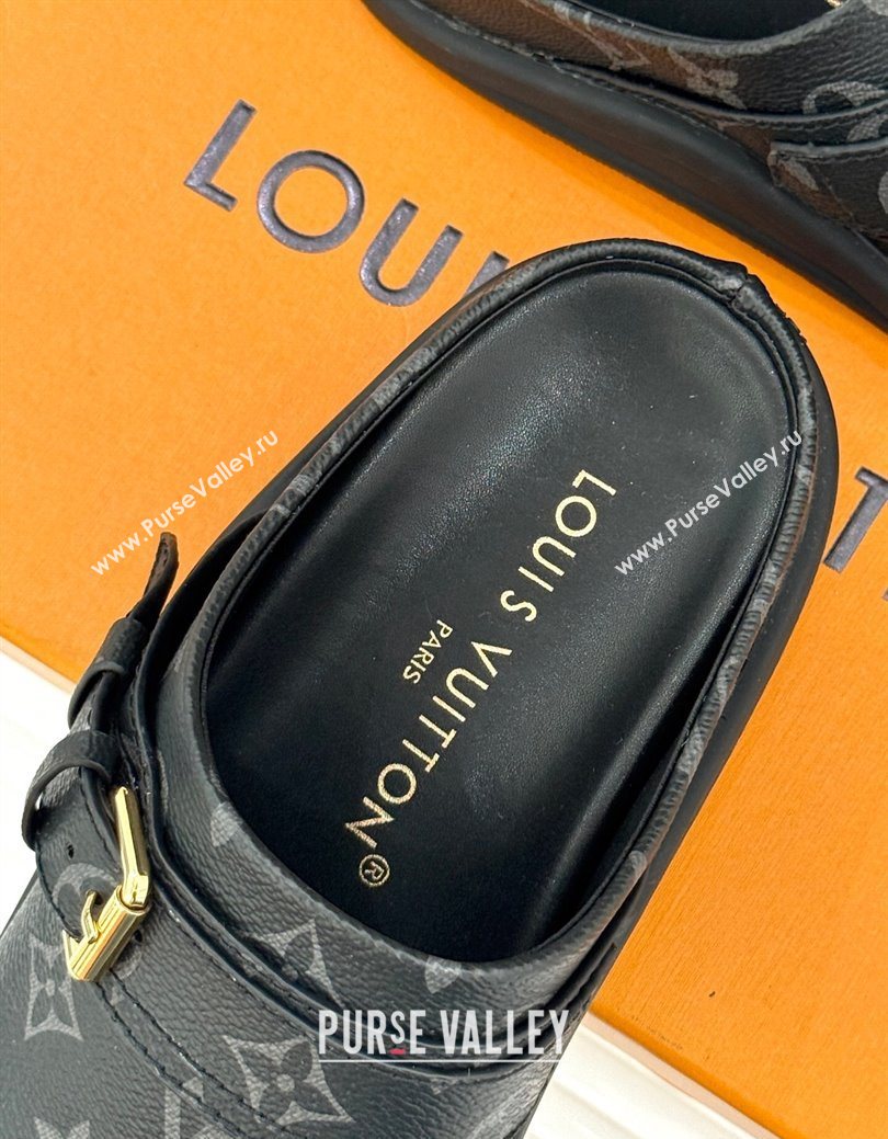 Louis Vuitton LV To-Go Flat Comfort Clog Mules in Monogram Canvas with Buckle Black 2025 1AHLVU (MD-250829082)