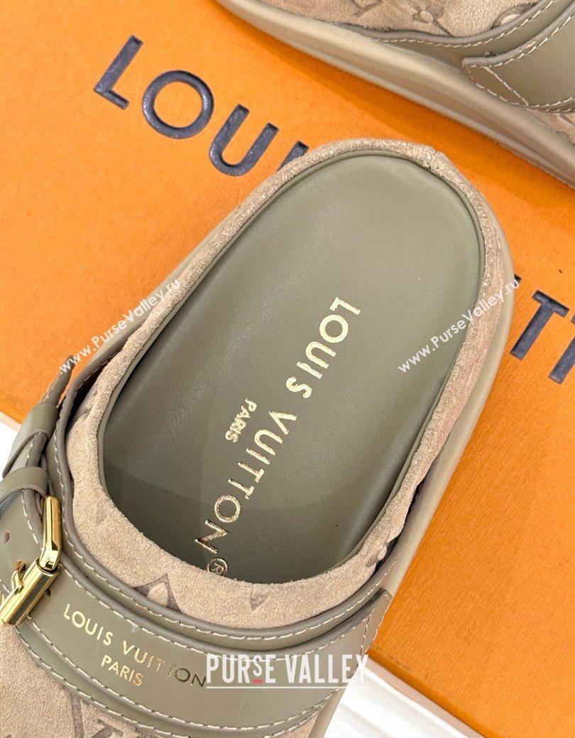 Louis Vuitton LV To-Go Flat Comfort Clog Mules in Suede with Buckle Beige2 2025 1AHLVU (MD-250829085)
