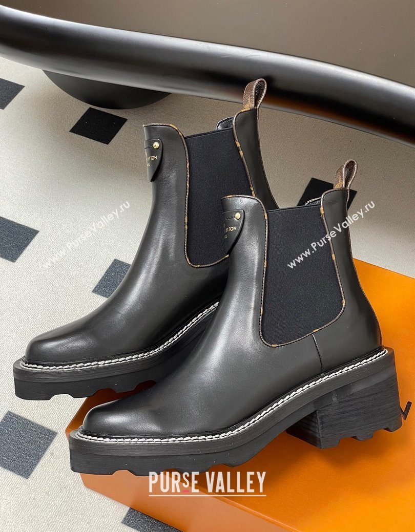 Louis Vuitton LV Beaubourg Ankle Boots in Black Leather 2025 LV082907 (MD-250829121)