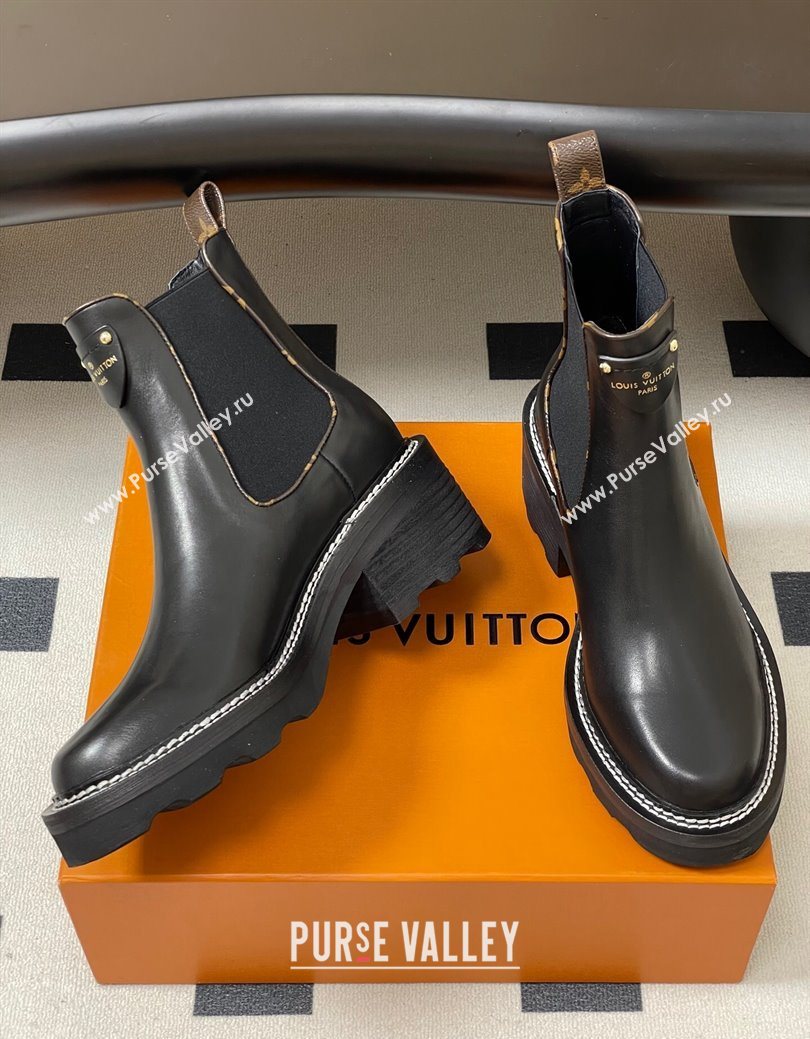 Louis Vuitton LV Beaubourg Ankle Boots in Black Leather 2025 LV082907 (MD-250829121)