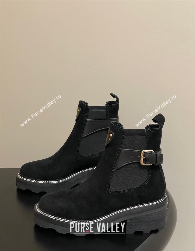 Louis Vuitton LV Beaubourg Ankle Boots 4cm in Suede Black 2025 1ACKCP (MD-250829123)
