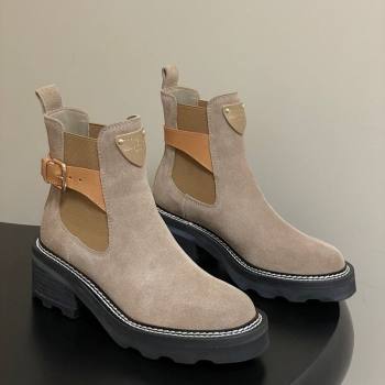 Louis Vuitton LV Beaubourg Ankle Boots 4cm in Suede Beige 2025 1ACKCP (MD-250829124)