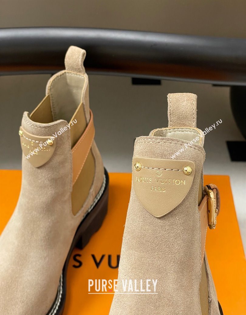 Louis Vuitton LV Beaubourg Ankle Boots 4cm in Suede Beige 2025 1ACKCP (MD-250829124)