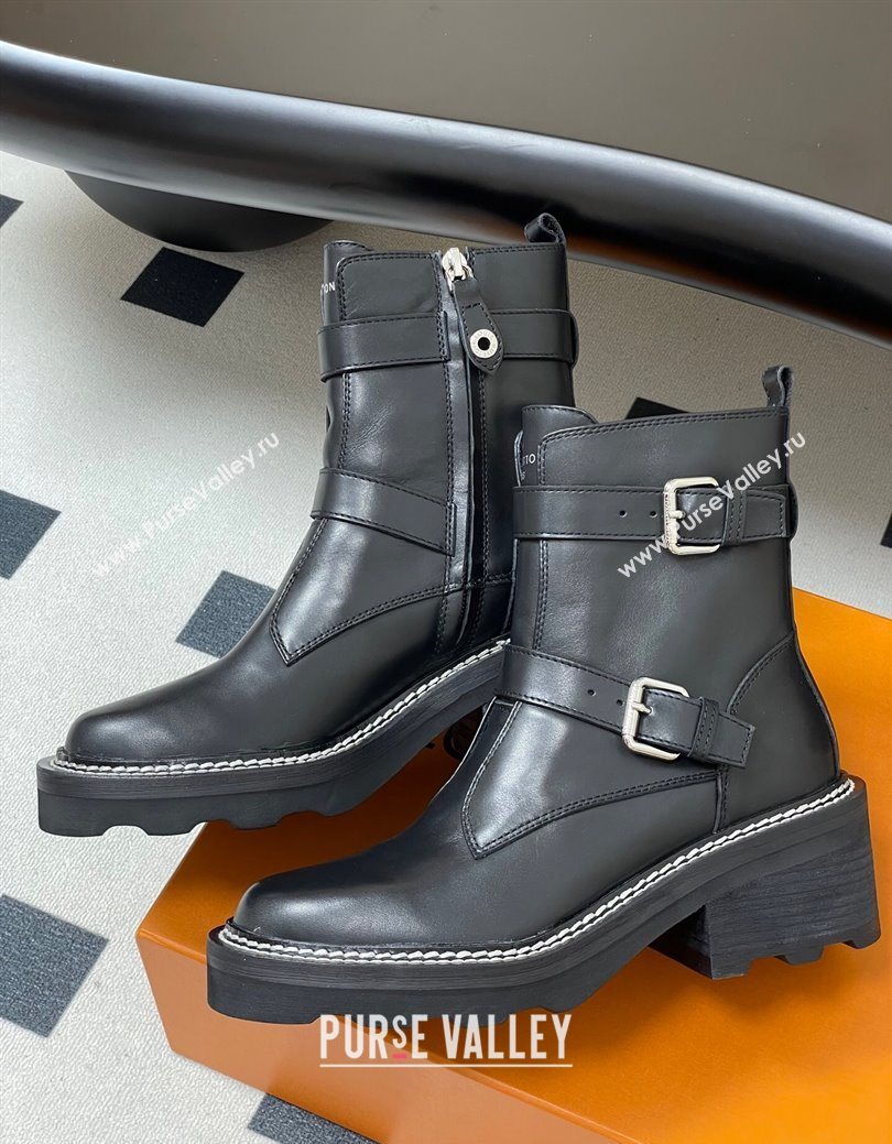 Louis Vuitton LV Beaubourg Ankle Boots 4cm in Black Leather 2025 1ACH3A (MD-250829125)