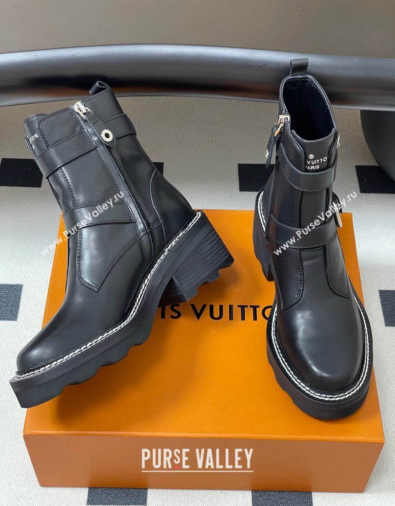 Louis Vuitton LV Beaubourg Ankle Boots 4cm in Black Leather 2025 1ACH3A (MD-250829125)