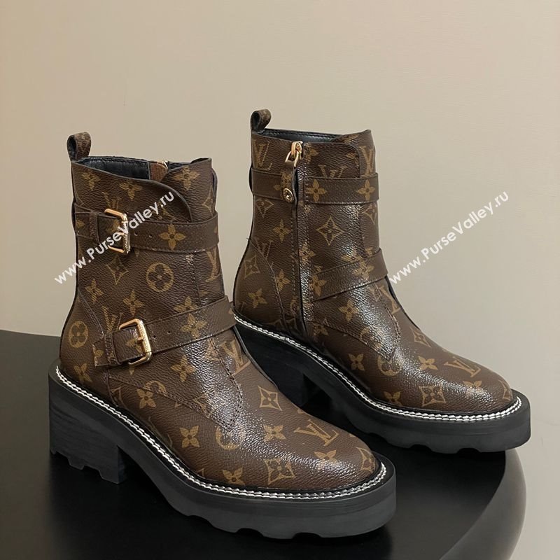 Louis Vuitton LV Beaubourg Ankle Boots 4cm in Monogram Canvas 2025 1ACH3A (MD-250829126)