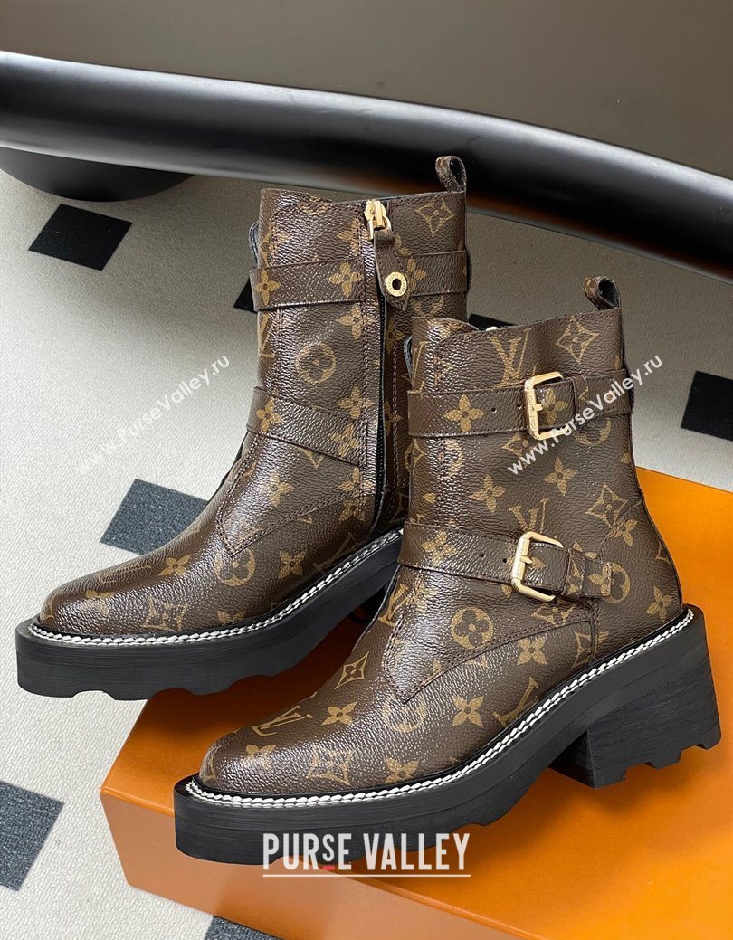 Louis Vuitton LV Beaubourg Ankle Boots 4cm in Monogram Canvas 2025 1ACH3A (MD-250829126)