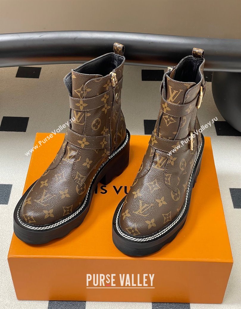 Louis Vuitton LV Beaubourg Ankle Boots 4cm in Monogram Canvas 2025 1ACH3A (MD-250829126)