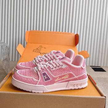 Louis Vuitton LV Trainer Sneakers in Crochet Raffia Straw Like 1AHTR5 Pink 2025 (KL-250829020)