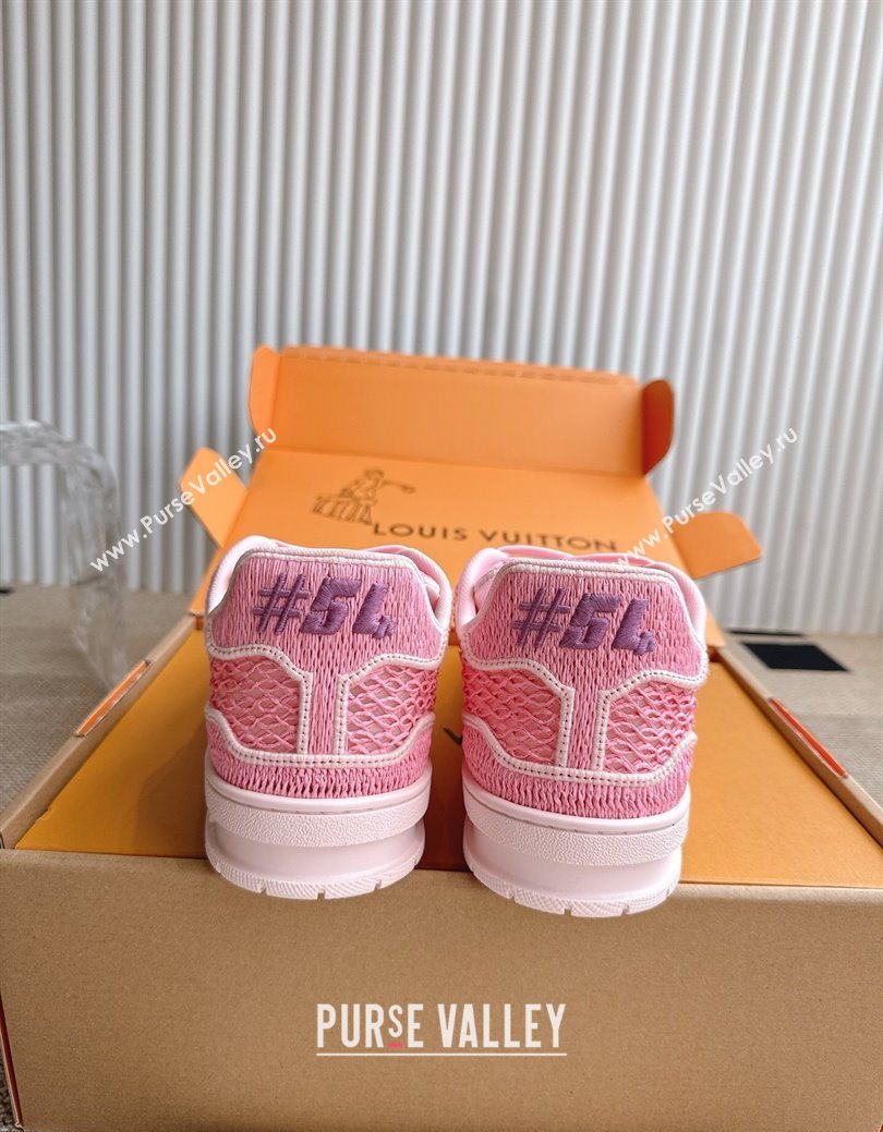 Louis Vuitton LV Trainer Sneakers in Crochet Raffia Straw Like 1AHTR5 Pink 2025 (KL-250829020)