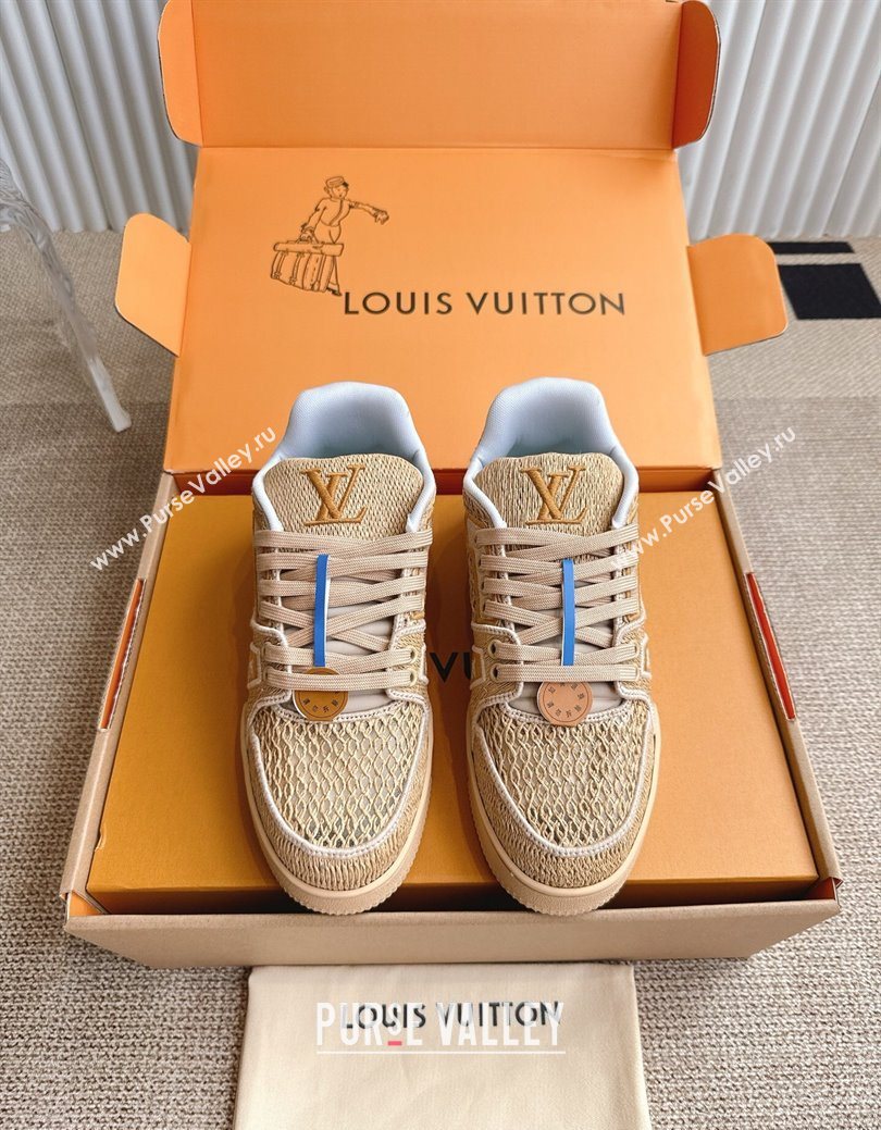 Louis Vuitton LV Trainer Sneakers in Crochet Raffia Straw Like 1AHTR5 Beige 2025 (KL-250829022)