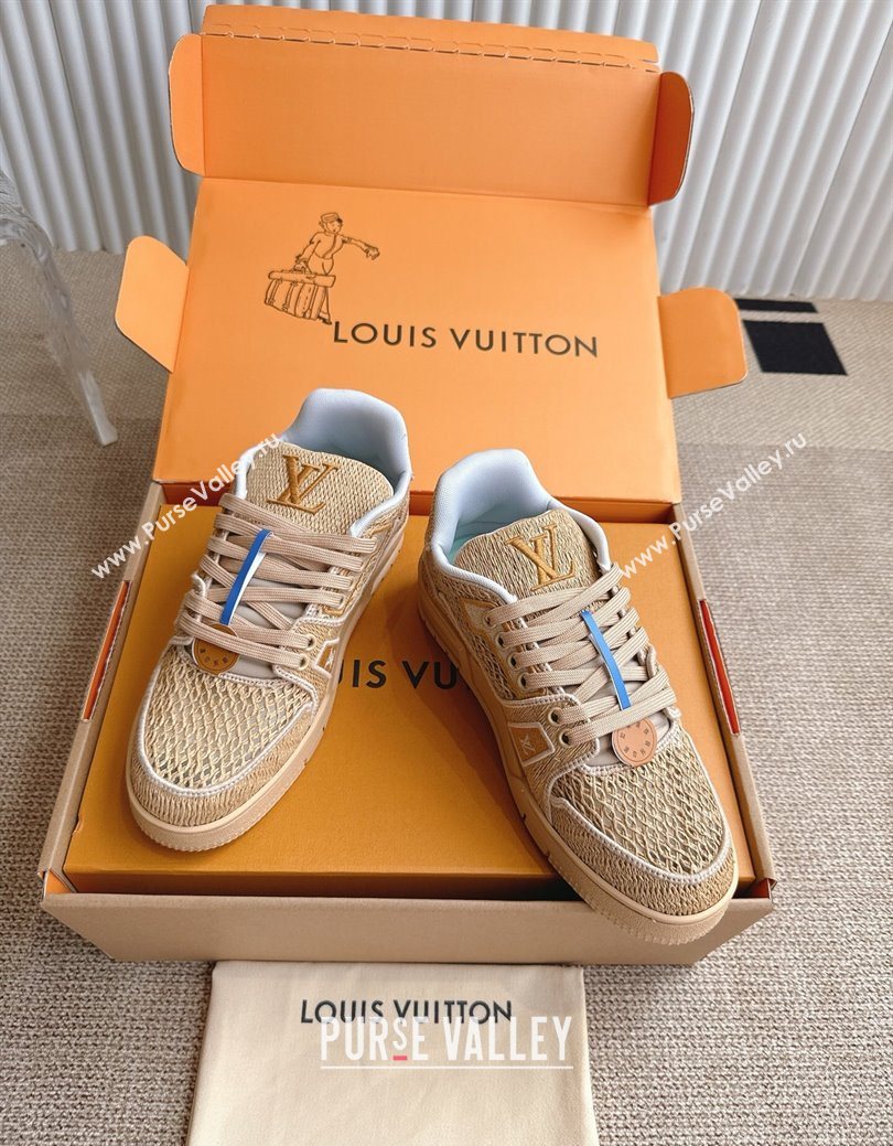 Louis Vuitton LV Trainer Sneakers in Crochet Raffia Straw Like 1AHTR5 Beige 2025 (KL-250829022)