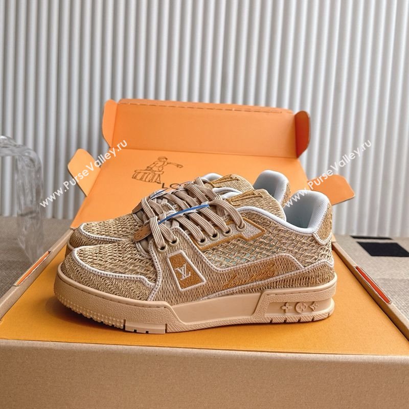 Louis Vuitton LV Trainer Sneakers in Crochet Raffia Straw Like 1AHTR5 Beige 2025 (KL-250829022)