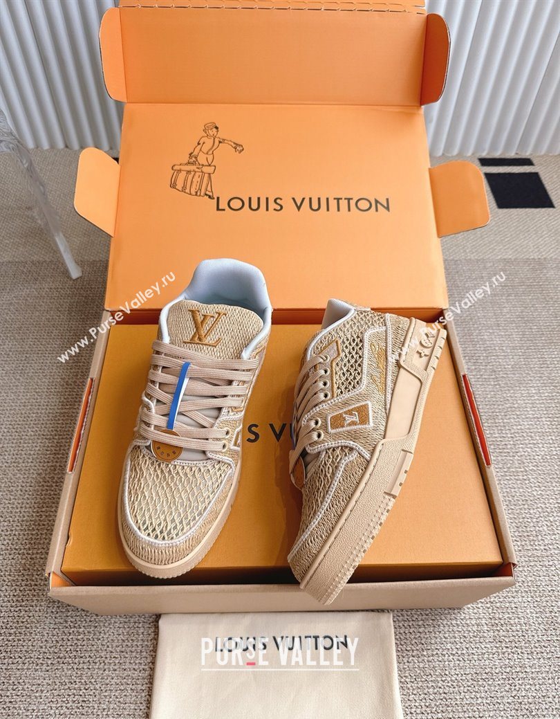 Louis Vuitton LV Trainer Sneakers in Crochet Raffia Straw Like 1AHTR5 Beige 2025 (KL-250829022)