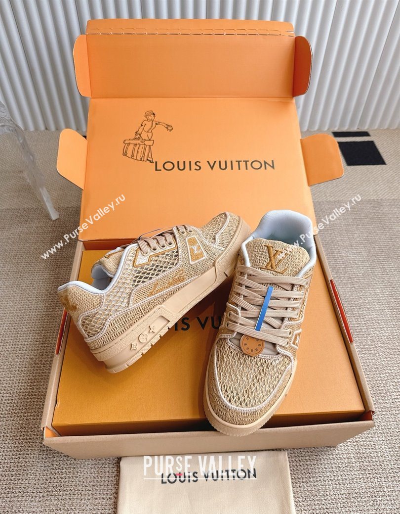 Louis Vuitton LV Trainer Sneakers in Crochet Raffia Straw Like 1AHTR5 Beige 2025 (KL-250829022)